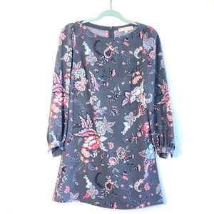 LOFT Gray Floral Shift Dress